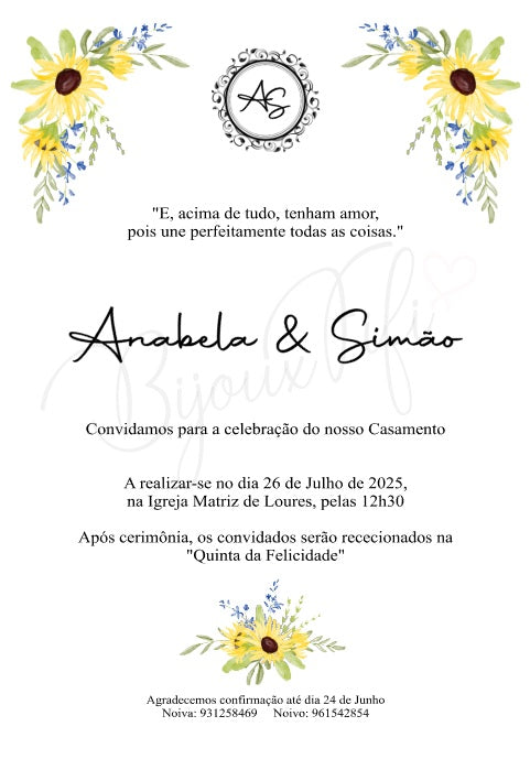 Convite Digital Wedding "SunFlower"