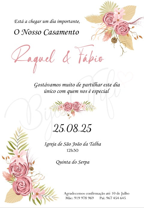 Convite Digital Wedding "Rose Ombre"