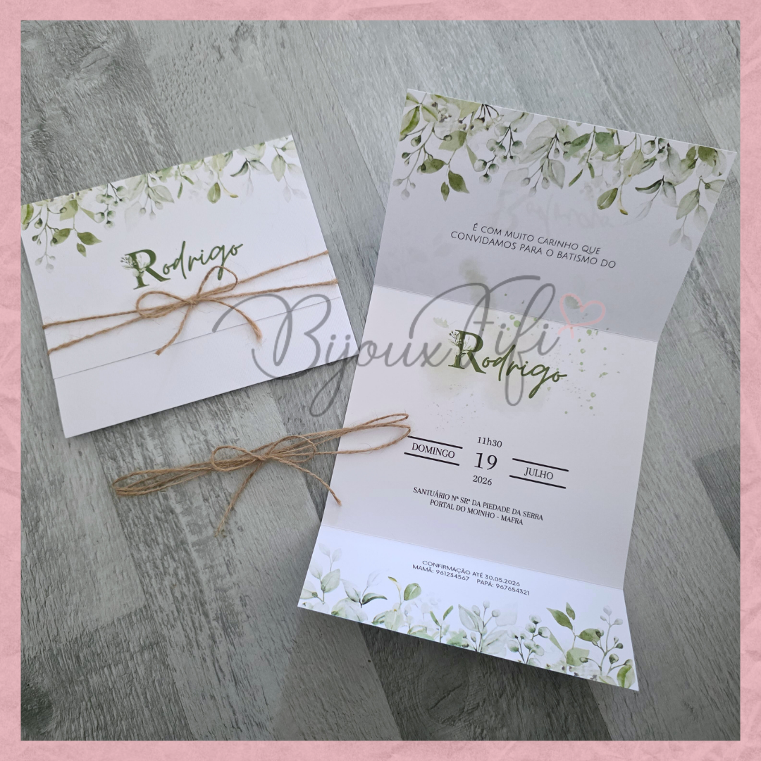 Convite dobrado "Greenery"