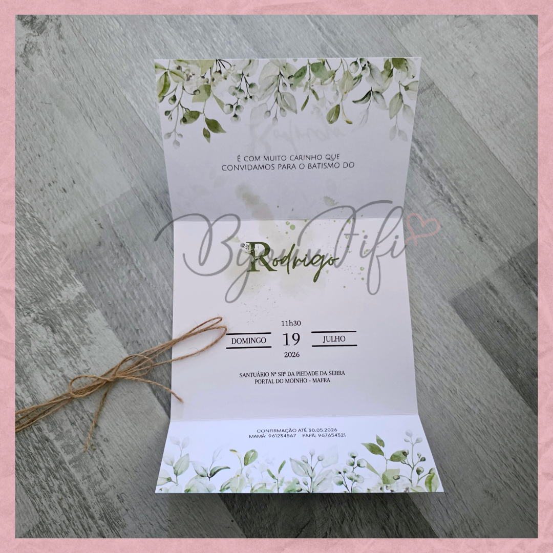 Convite dobrado "Greenery"