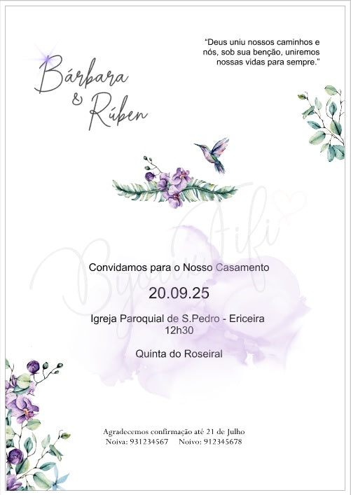 Convite Digital Wedding "Colibri"