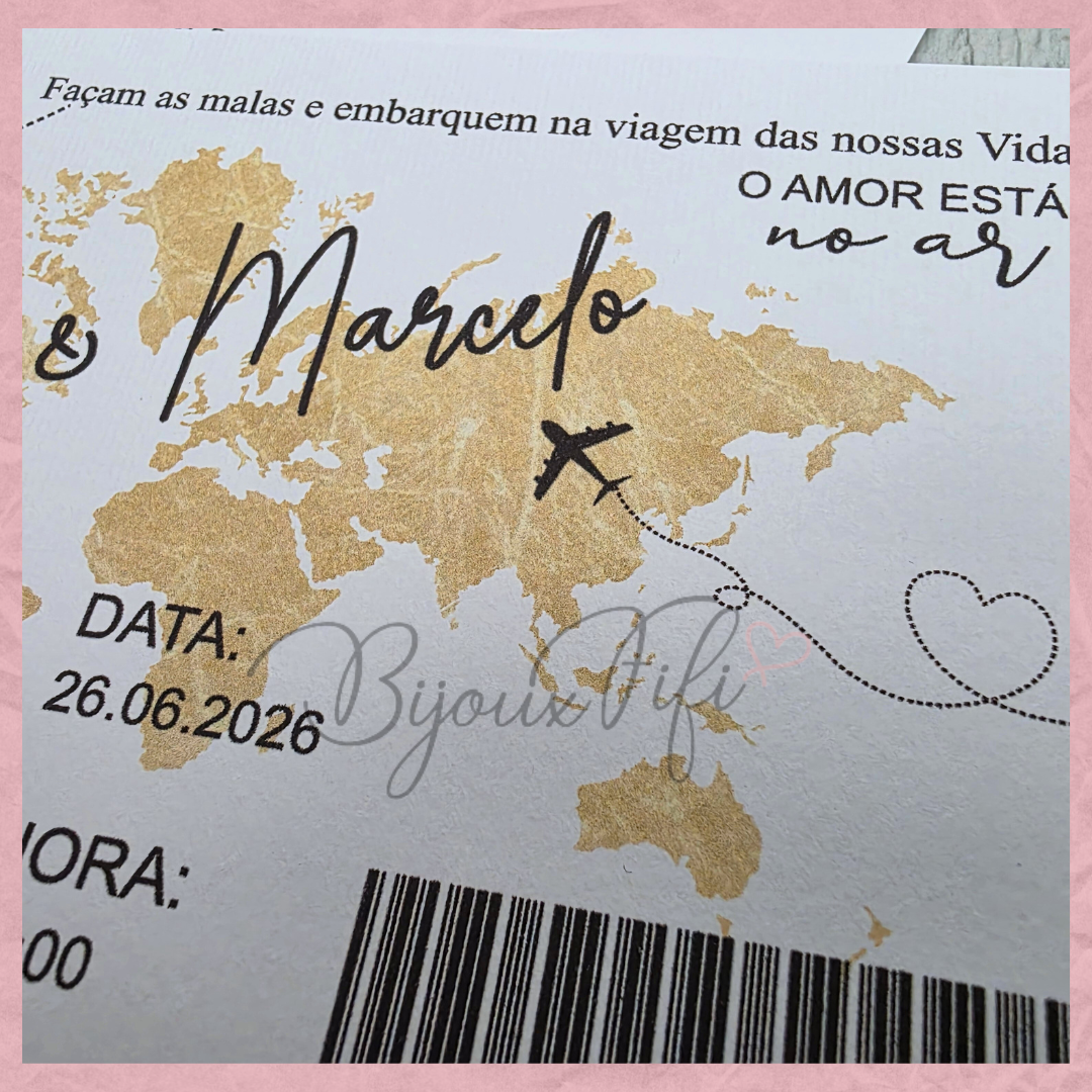 Convite Wedding Passaporte "Fly Gold" II