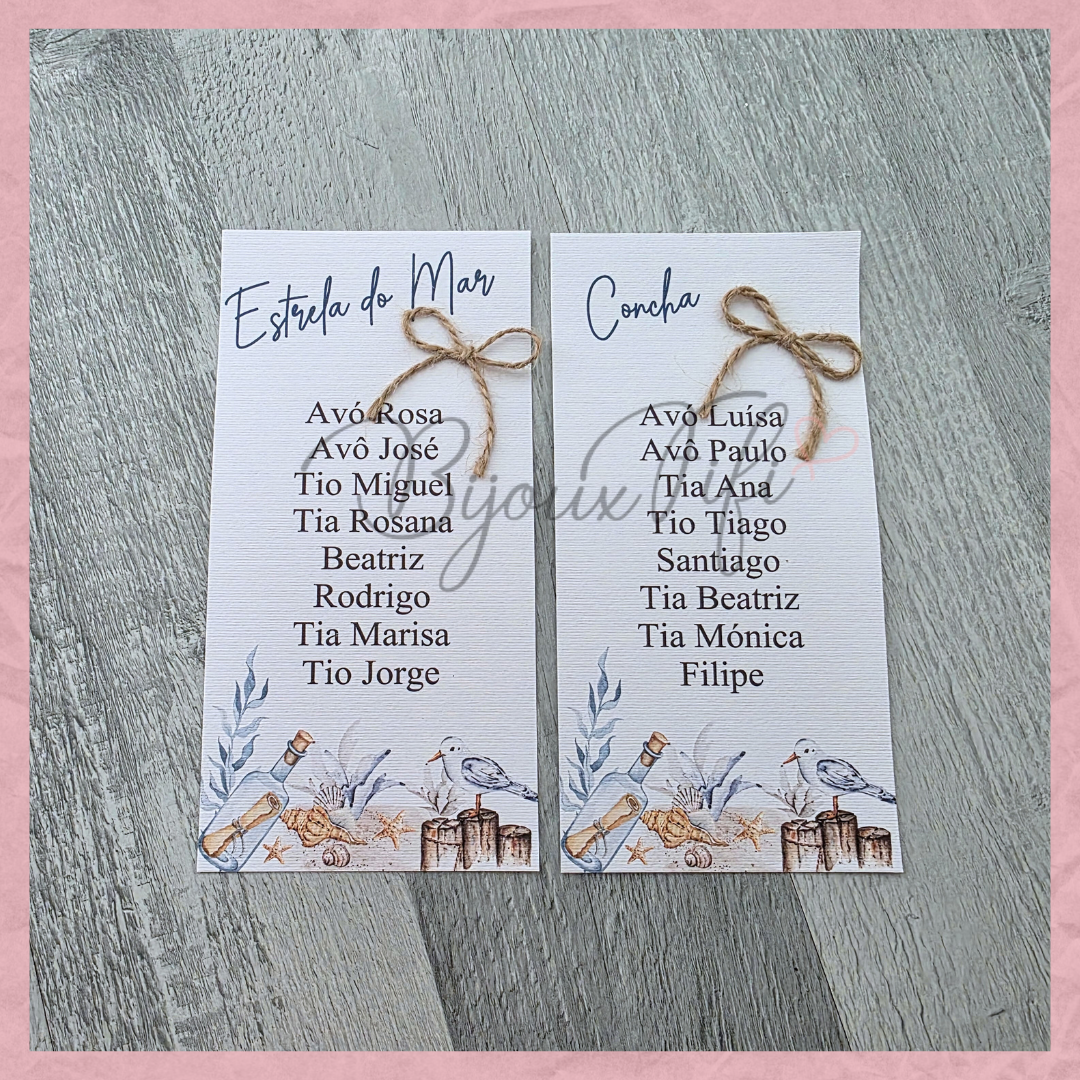 Cartões Seating Plan "Cruise Ticket"