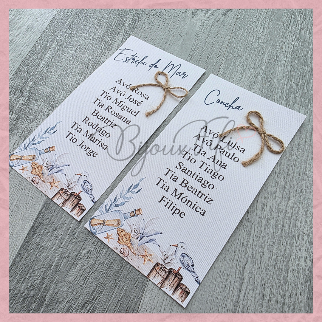 Cartões Seating Plan "Cruise Ticket"