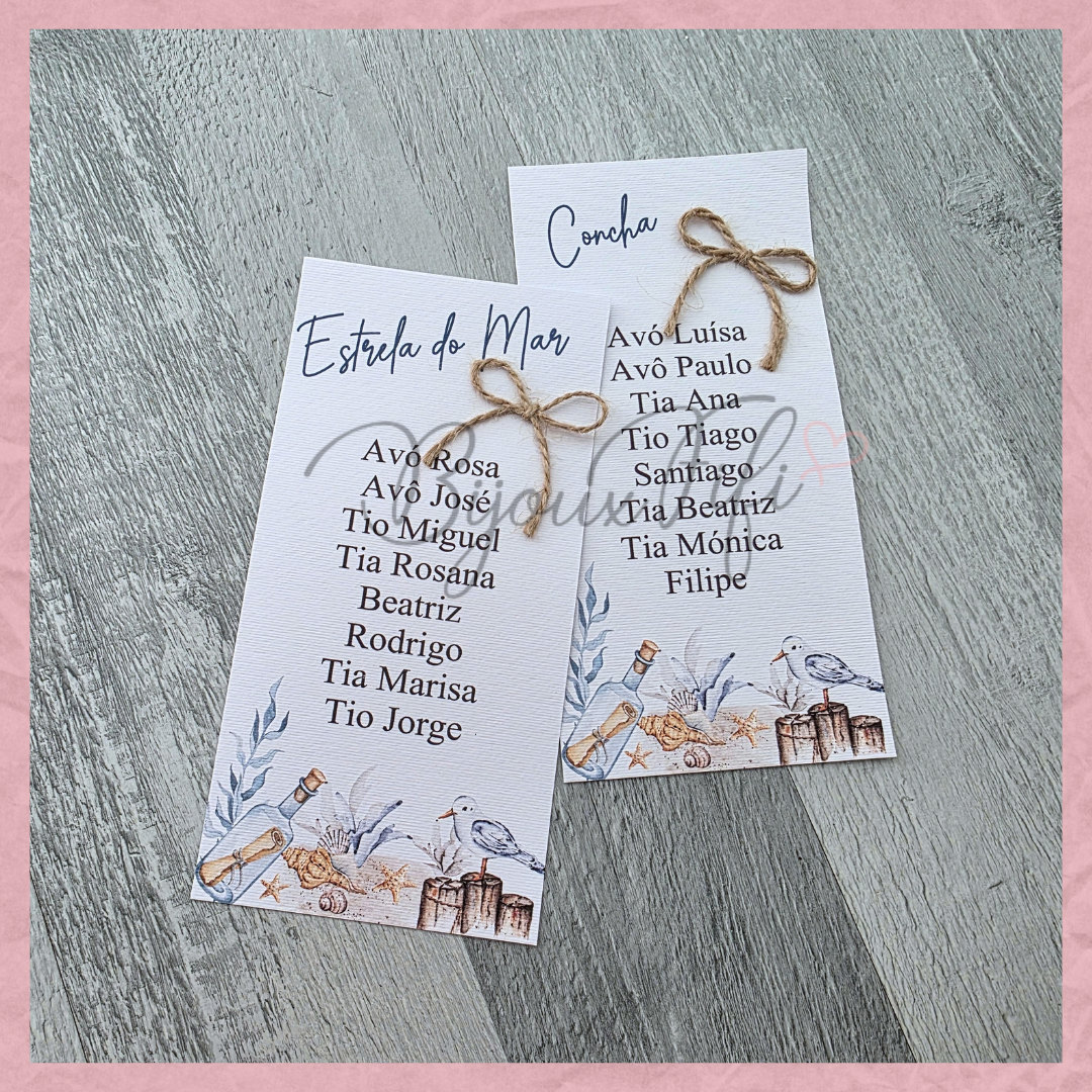 Cartões Seating Plan "Cruise Ticket"