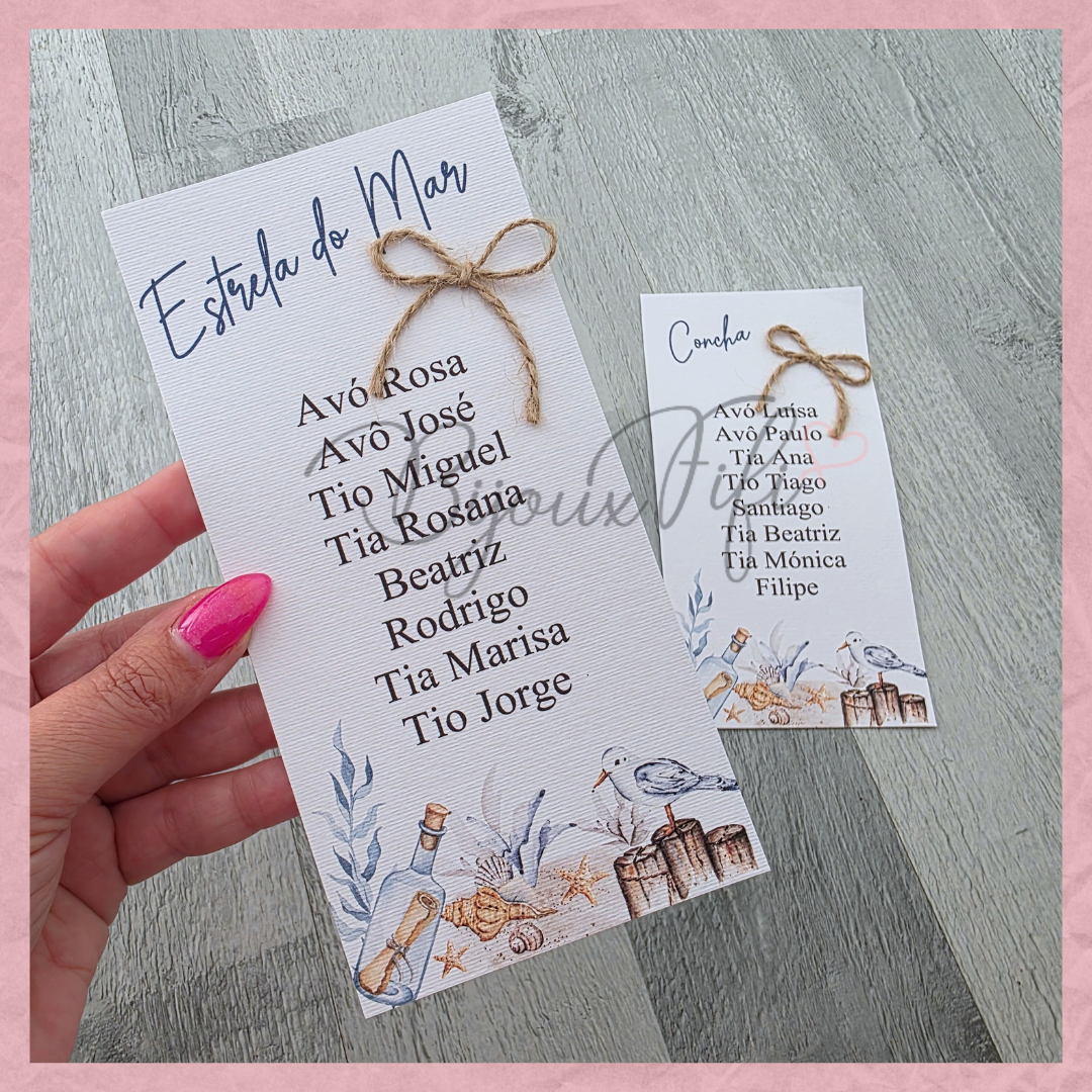 Cartões Seating Plan "Cruise Ticket"