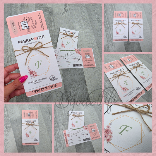 Convite Passaporte "Sweet Love Fly"