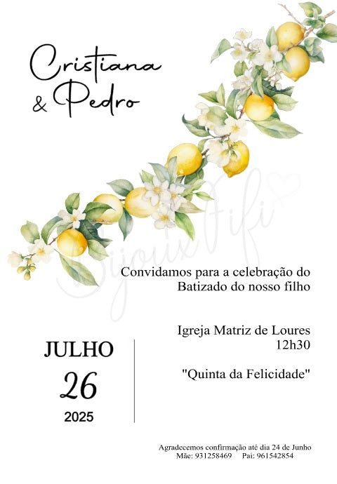 Convite Digital Wedding "Lemon"