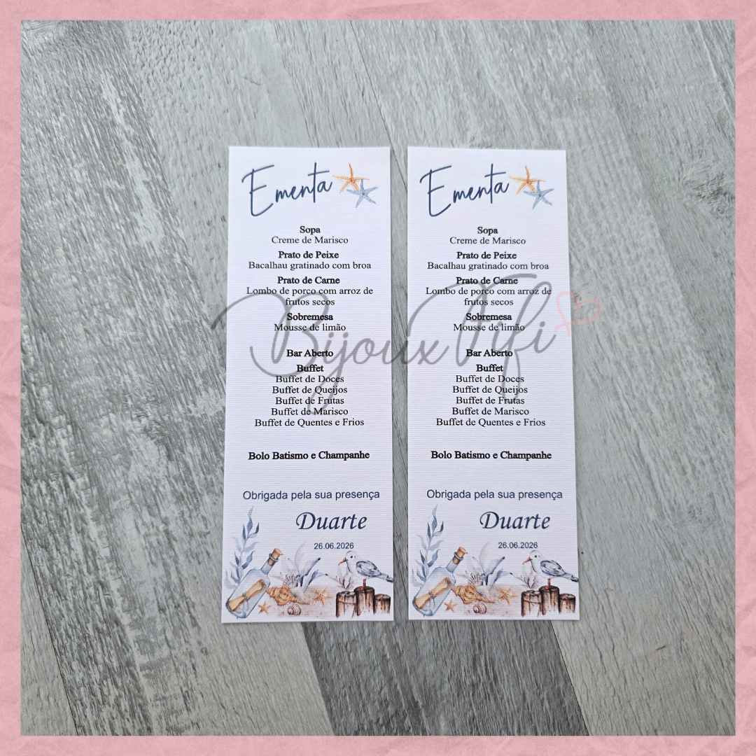 Ementa "Cruise Ticket"