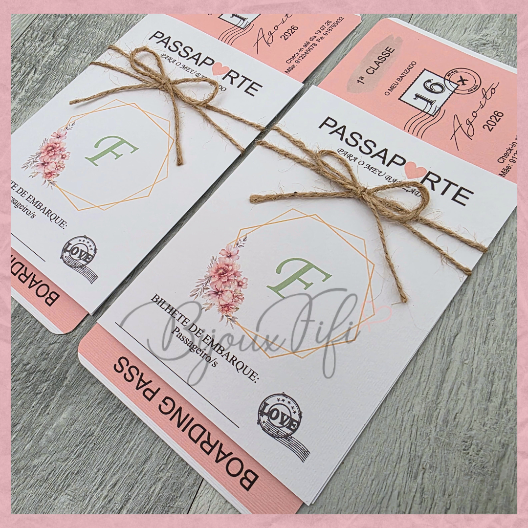 Convite Passaporte "Sweet Love Fly"