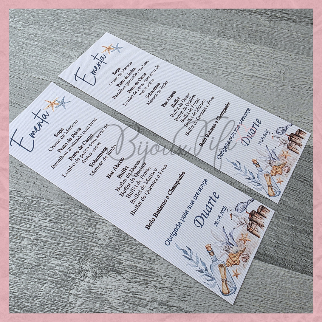 Ementa "Cruise Ticket"