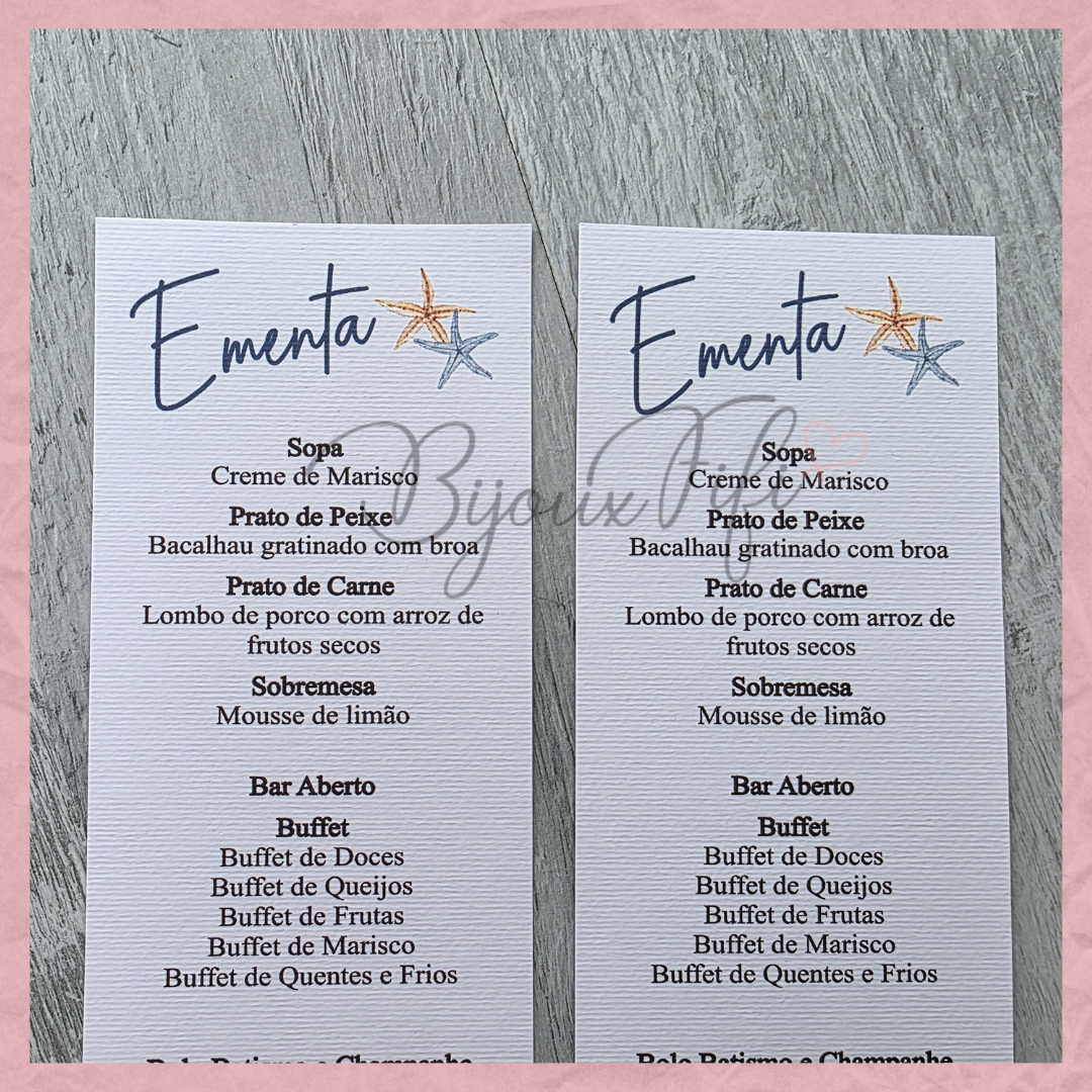 Ementa "Cruise Ticket"