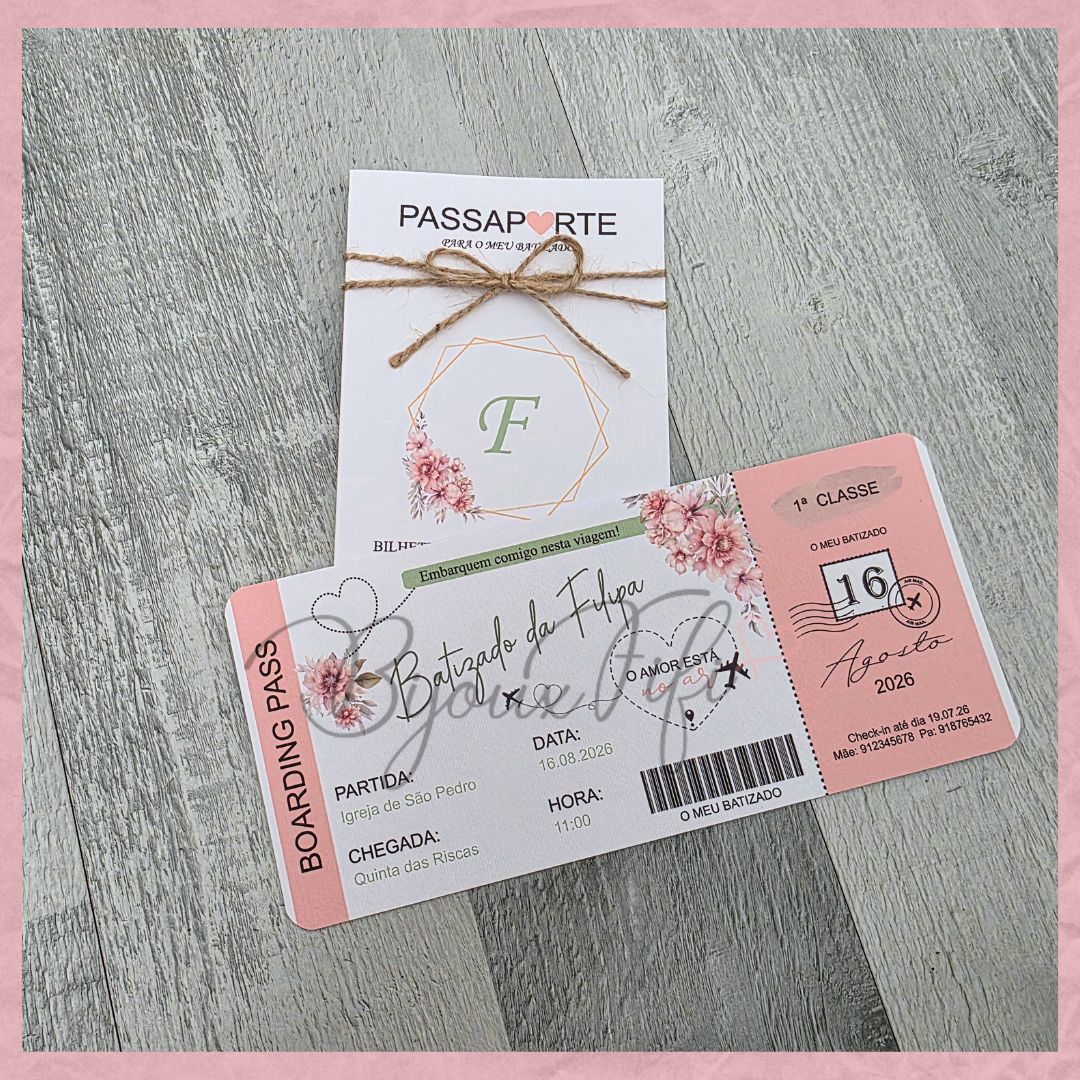 Convite Passaporte "Sweet Love Fly"