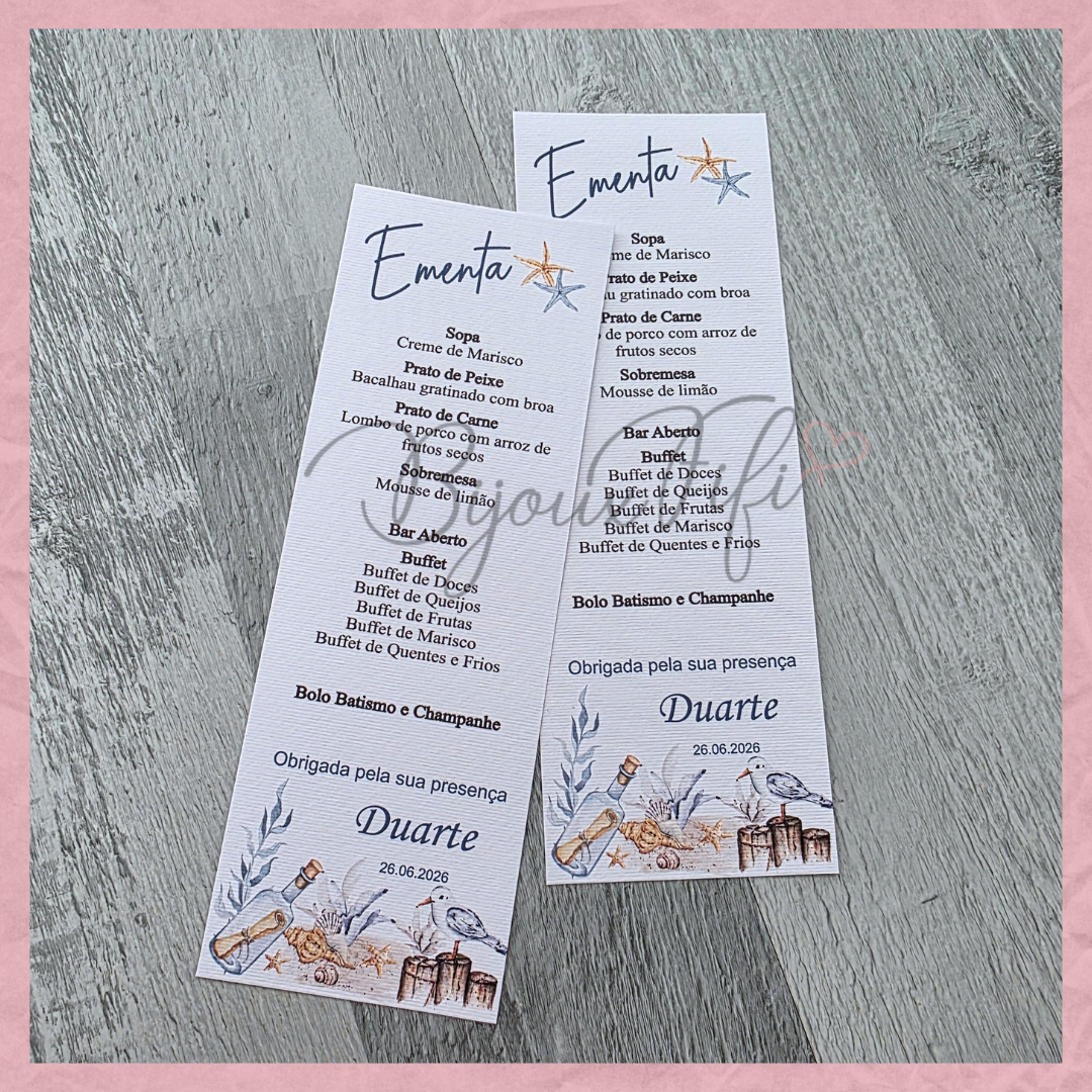 Ementa "Cruise Ticket"