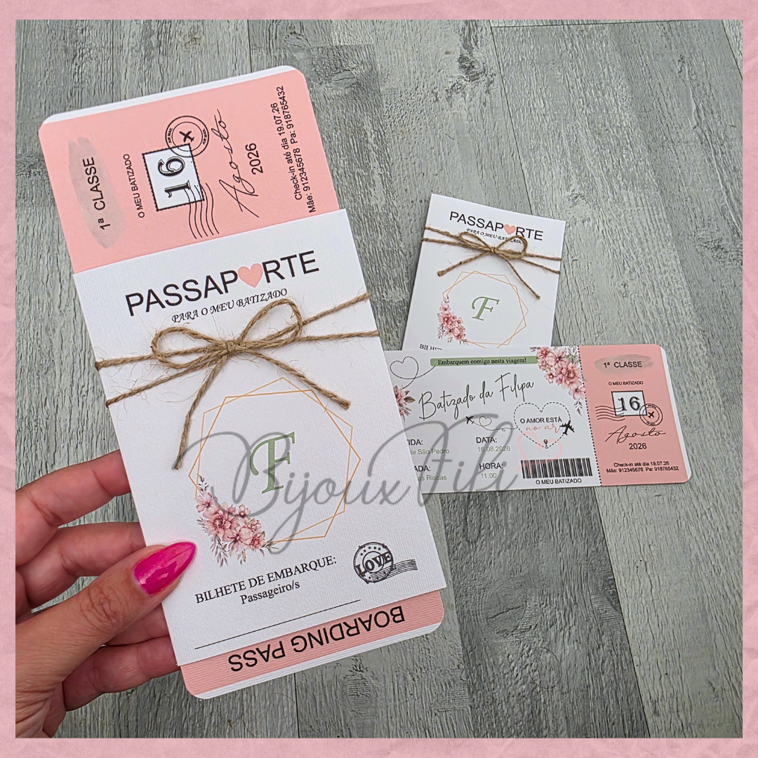Convite Passaporte "Sweet Love Fly"
