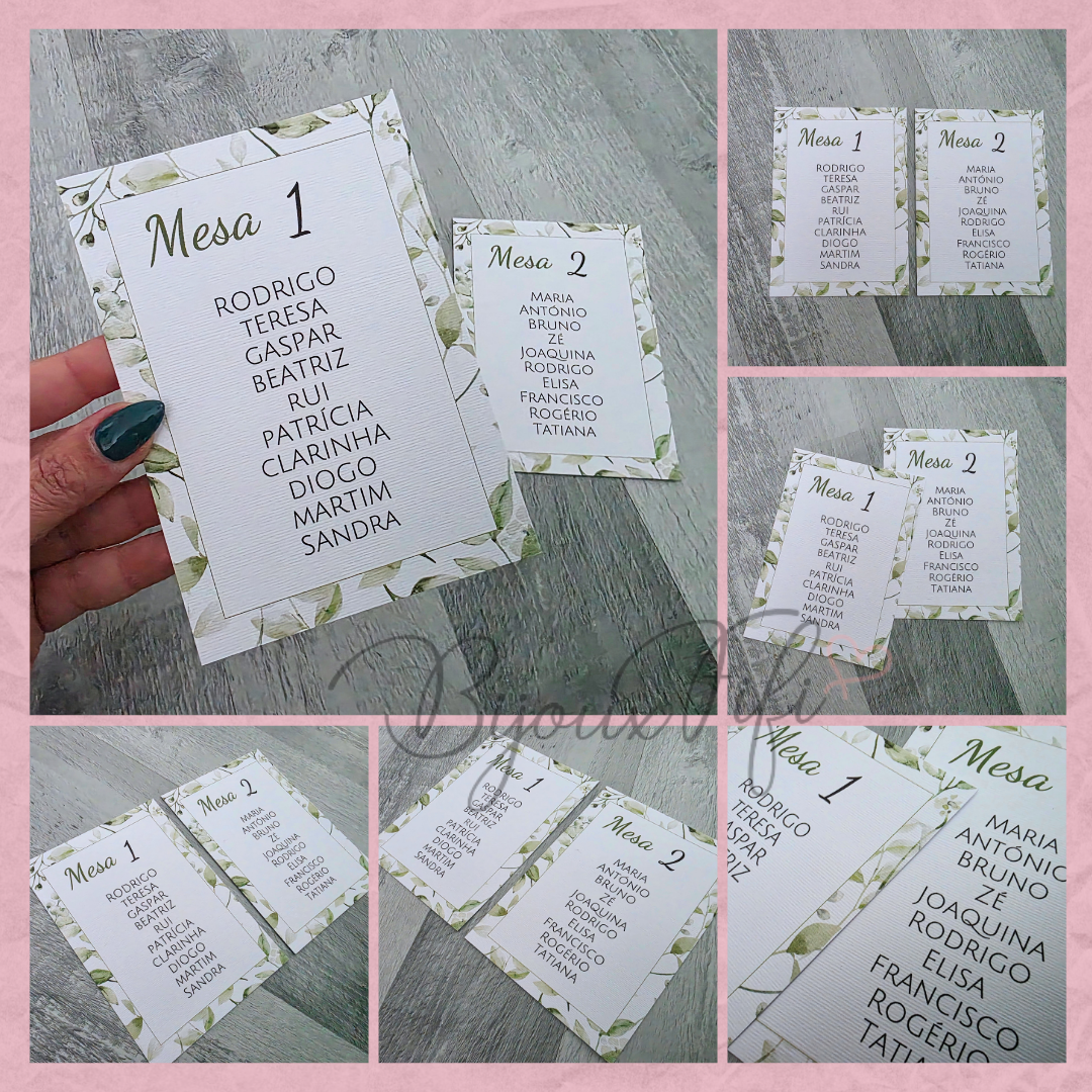 Cartões Seating Plan "Greenery"