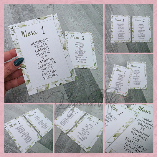 Cartões Seating Plan "Greenery"
