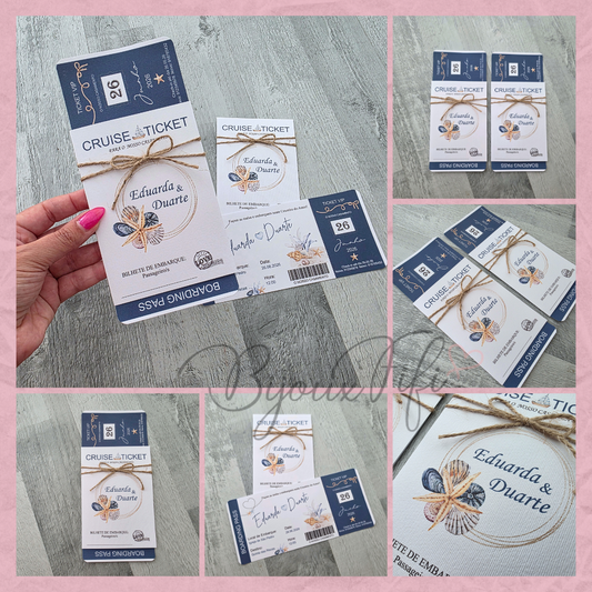 Convite Wedding "Cruise Ticket"