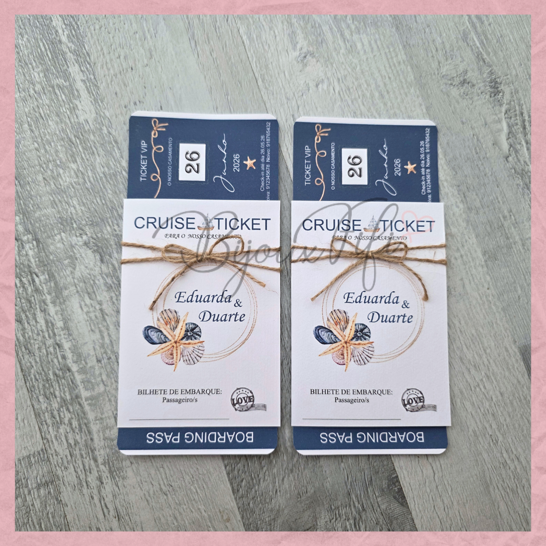 Convite Wedding "Cruise Ticket"