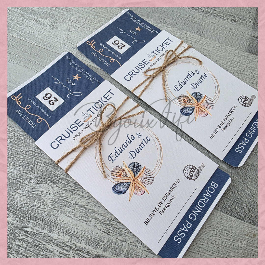 Convite Wedding "Cruise Ticket"