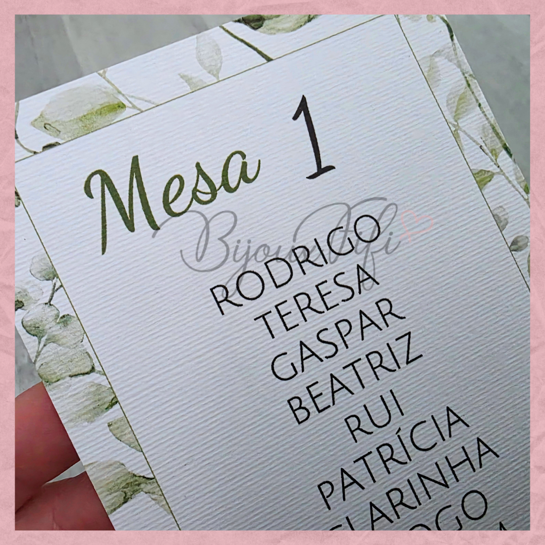 Cartões Seating Plan "Greenery"
