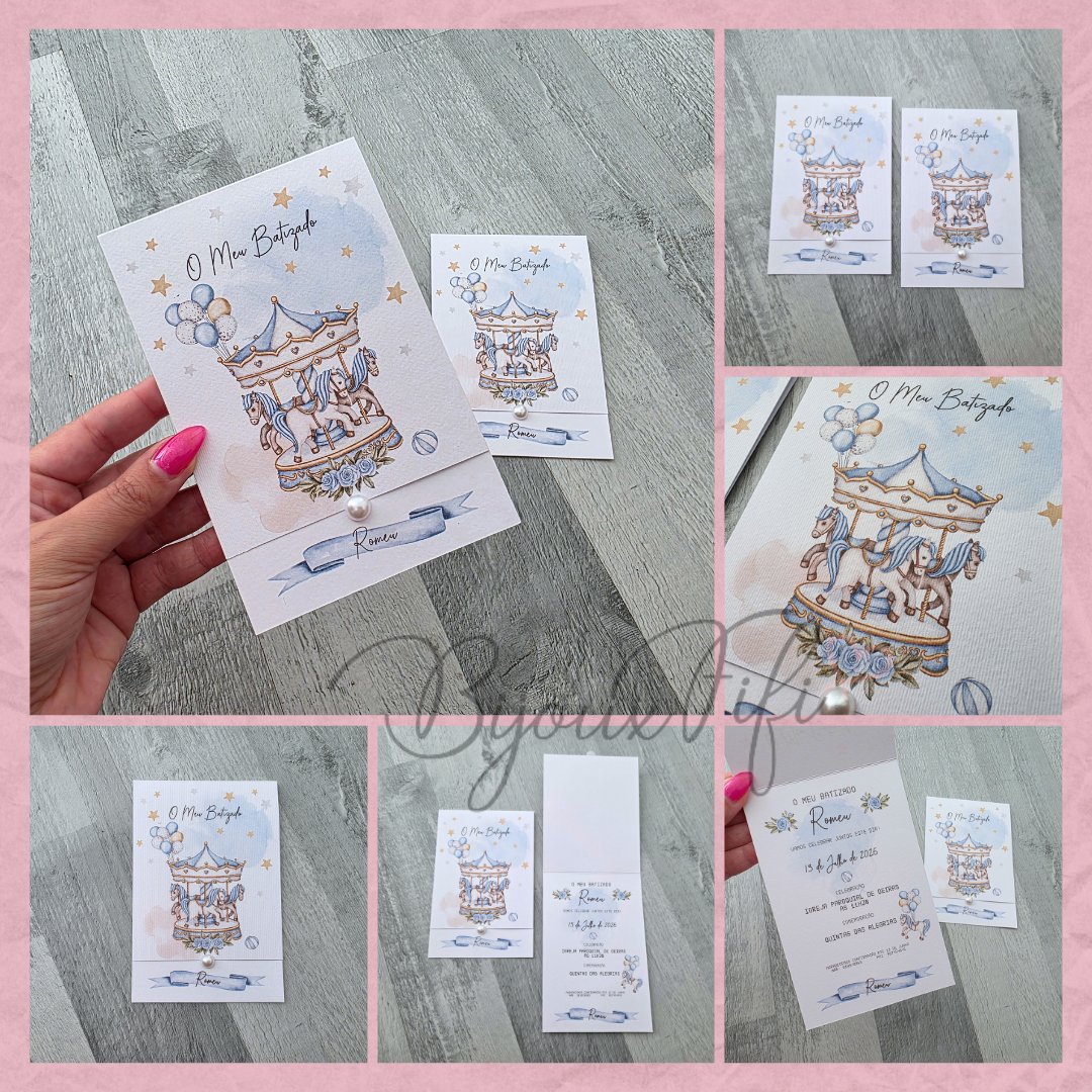 Convite dobrado "Fun Park" Blue