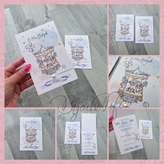 Convite dobrado "Fun Park" Blue