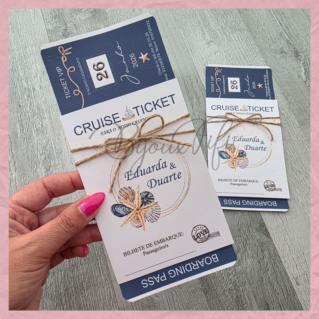 Convite Wedding "Cruise Ticket"