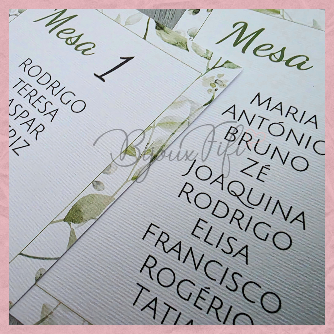 Cartões Seating Plan "Greenery"