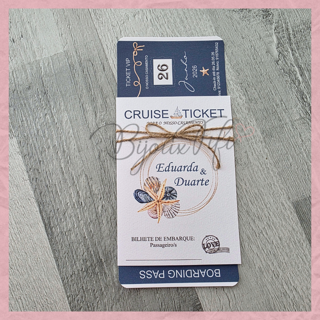 Convite Wedding "Cruise Ticket"