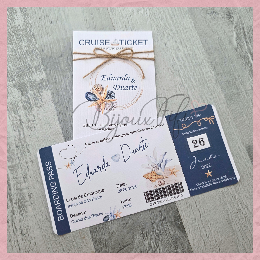 Convite Wedding "Cruise Ticket"