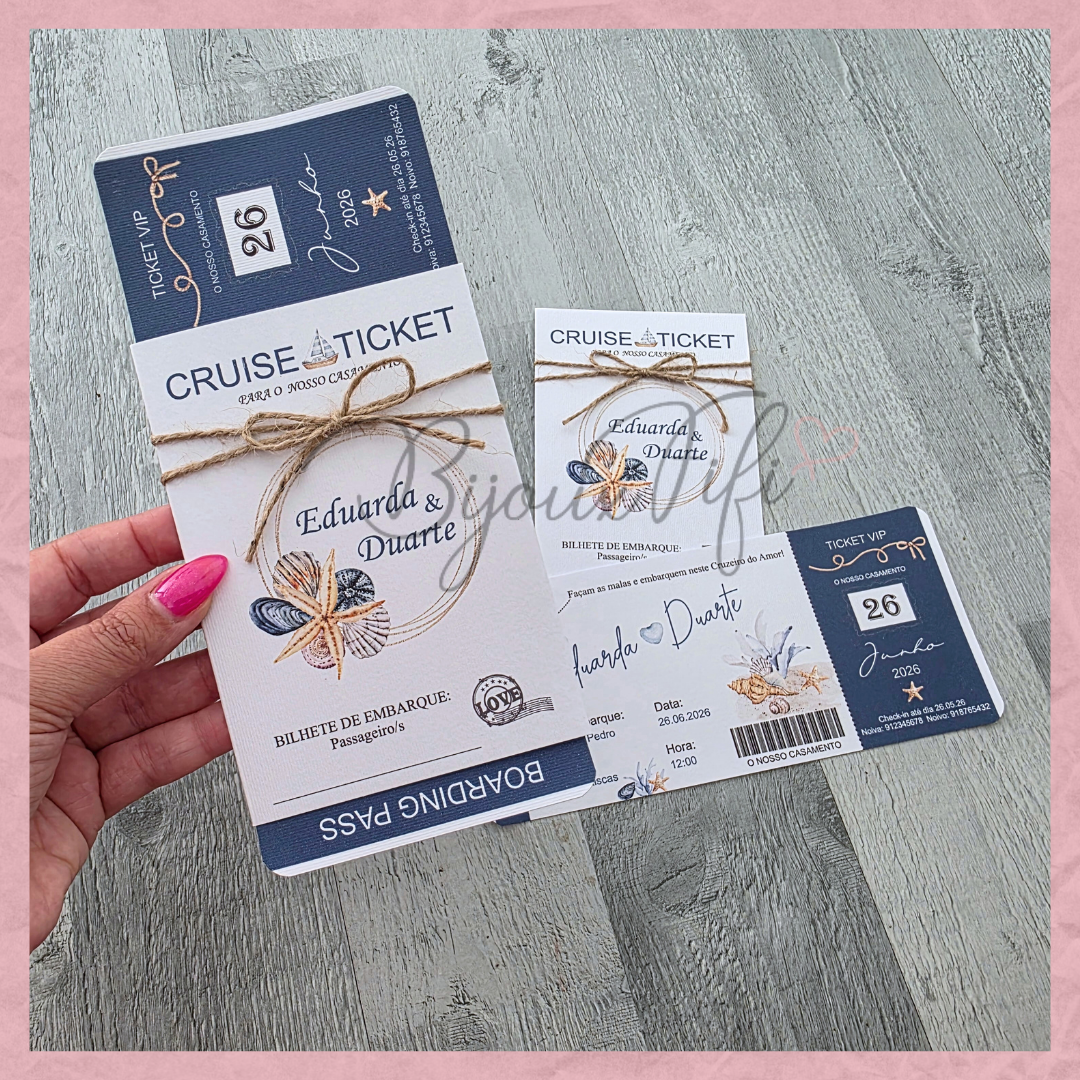 Convite Wedding "Cruise Ticket"