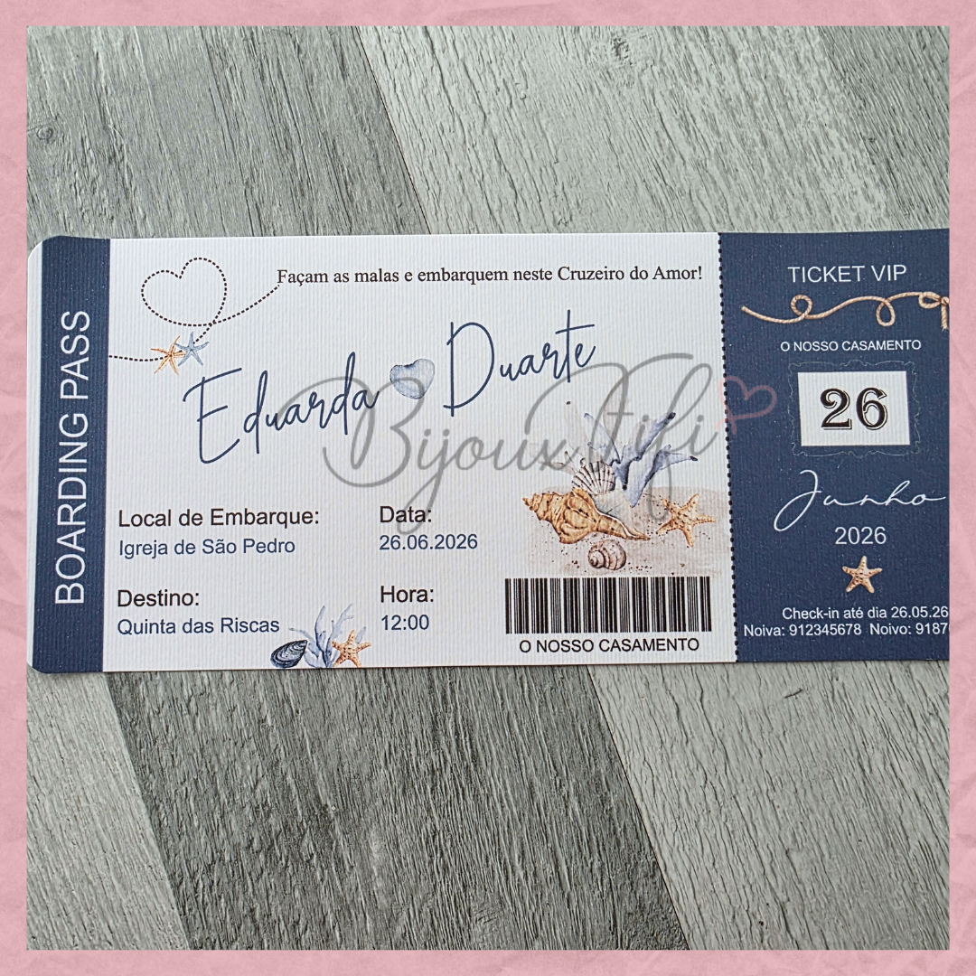 Convite Wedding "Cruise Ticket"