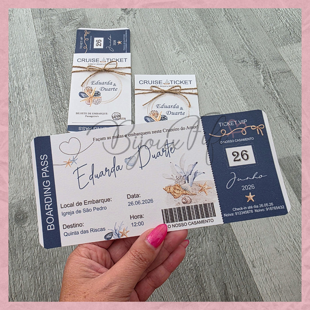 Convite Wedding "Cruise Ticket"