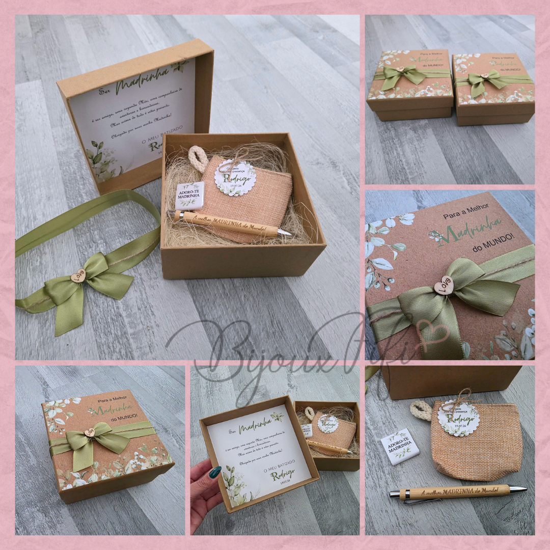 Caixa Oferta Madrinha/Avó/Mãe "Greenery"