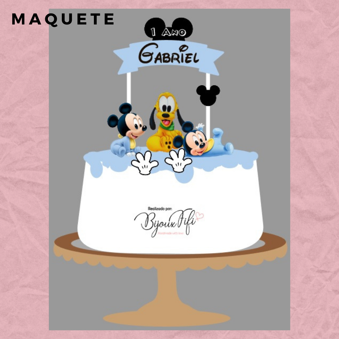 Topo de Bolo "Mickey/Minnie Baby"