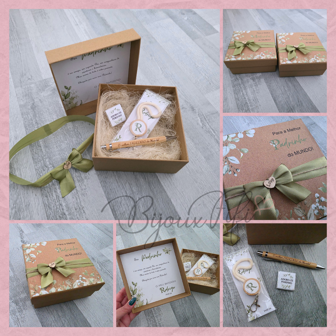 Caixa Oferta Padrinho/Avô/Pai "Greenery"