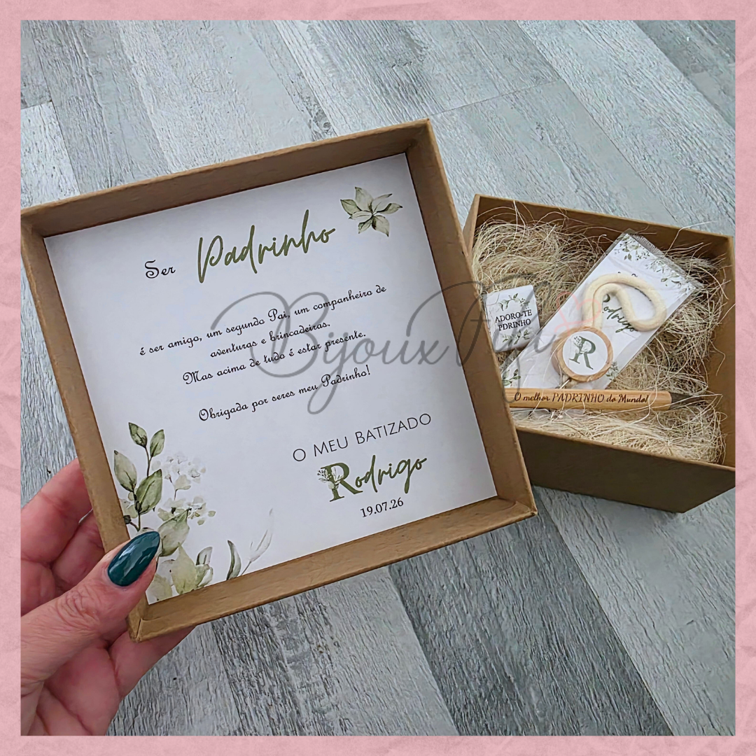 Caixa Oferta Padrinho/Avô/Pai "Greenery"