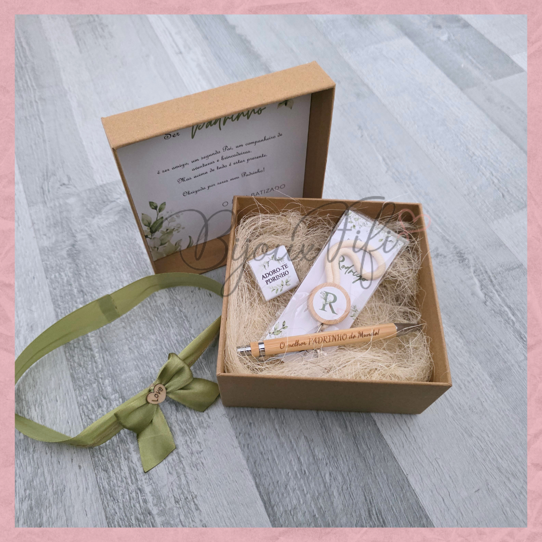 Caixa Oferta Padrinho/Avô/Pai "Greenery"
