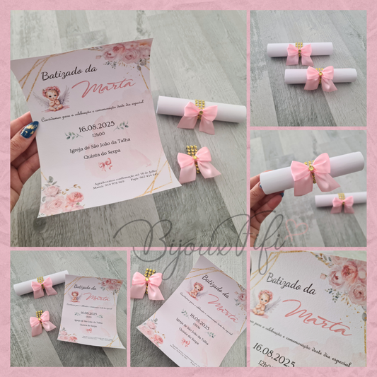 Convite Rolinho "Cute Angel" Rose