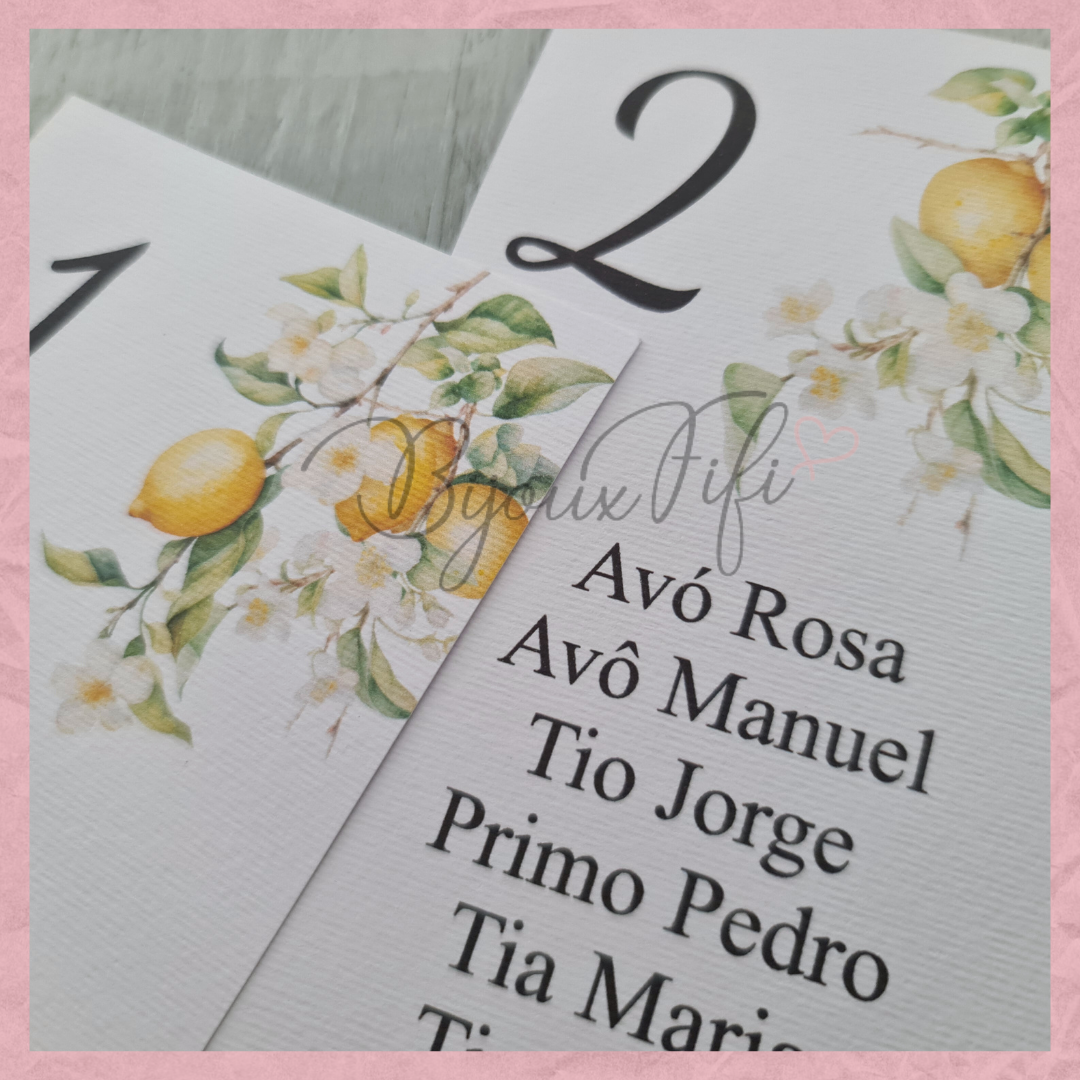 Cartões Seating Plan "Lemon" MB063
