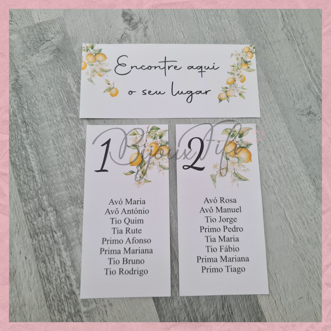 Cartões Seating Plan "Lemon" MB063