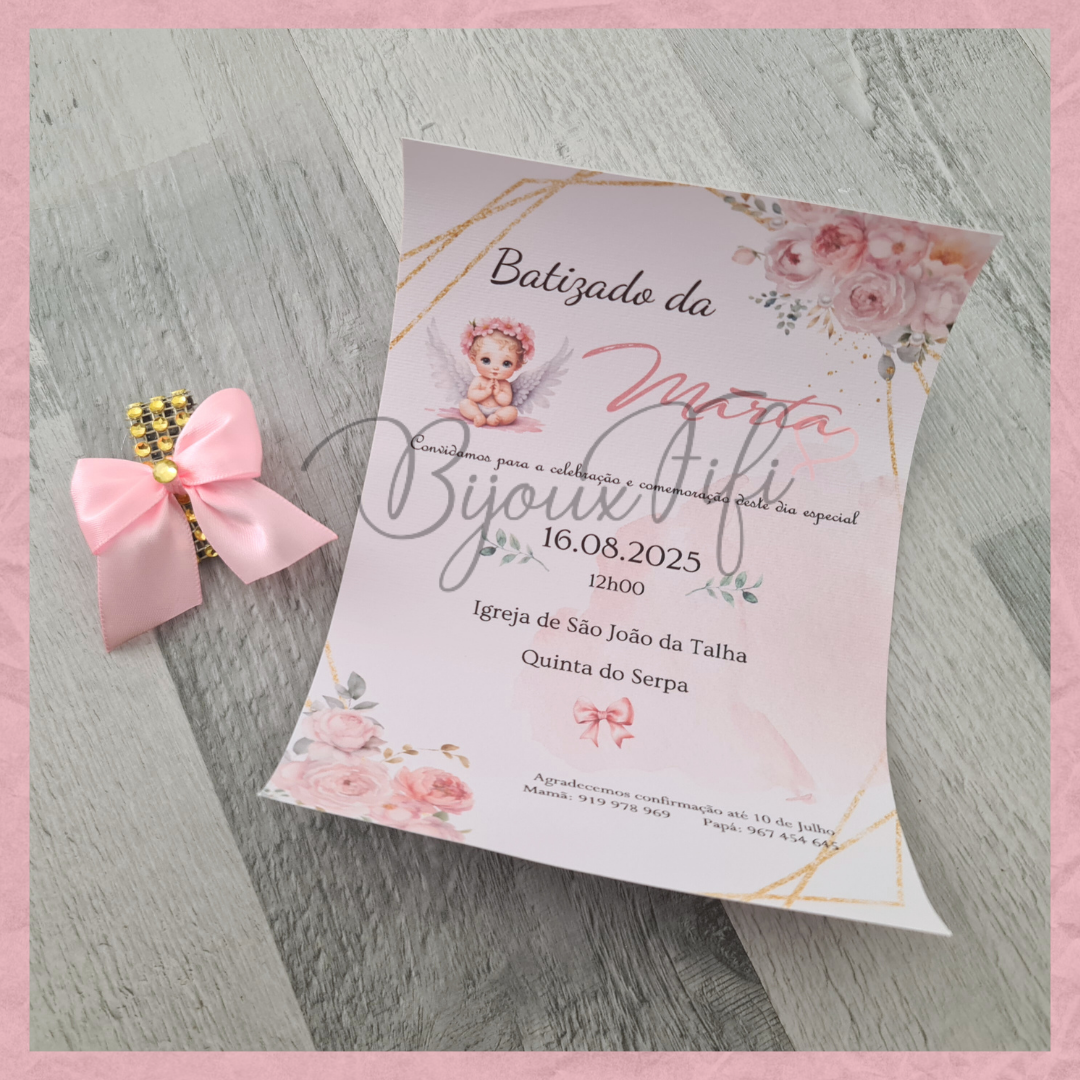 Convite Rolinho "Cute Angel" Rose