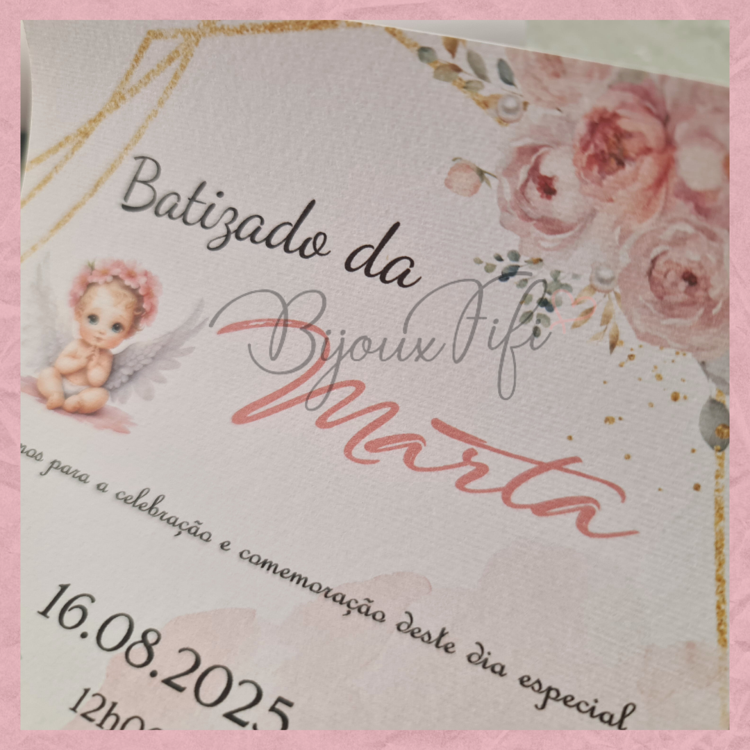 Convite Rolinho "Cute Angel" Rose