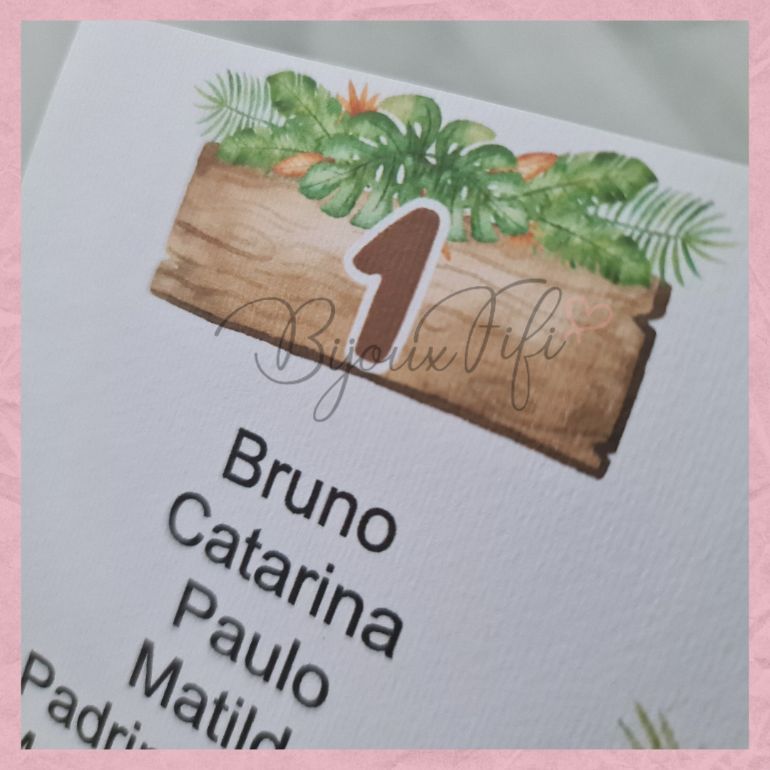 Cartões Seating Plan "Safari"