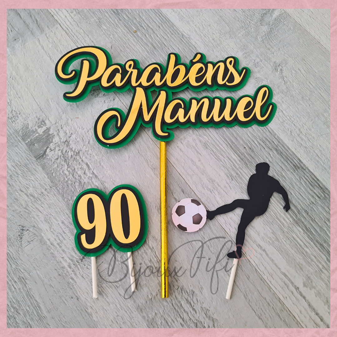 Topo de Bolo "Parabens+Nome+Idade"