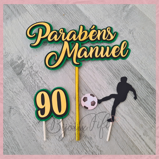 Topo de Bolo "Parabens+Nome+Idade"
