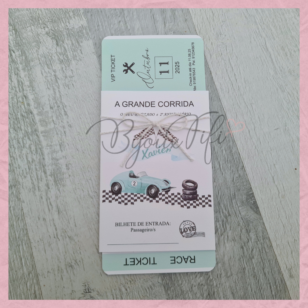 Convite Passaporte "Vintage Car"