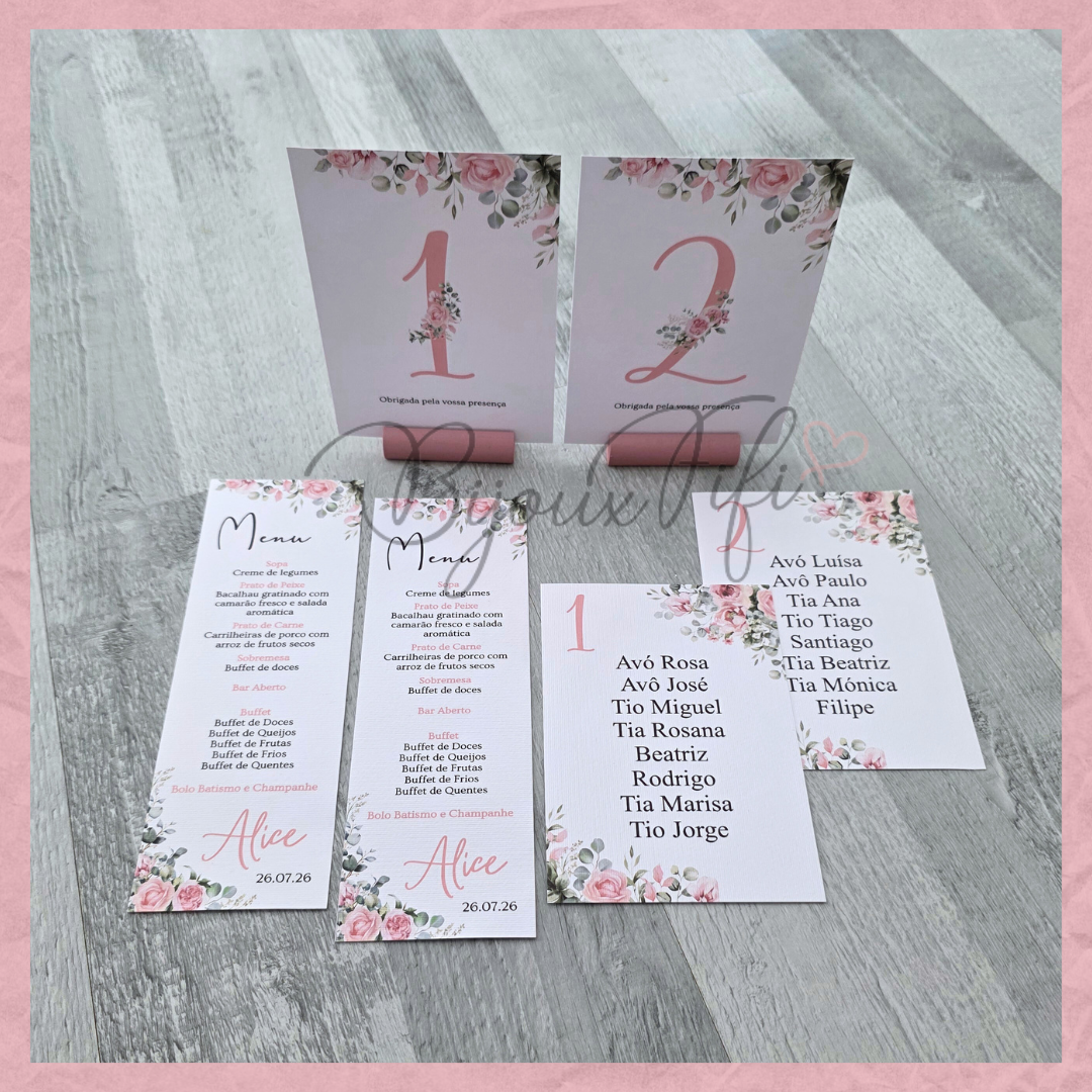 Cartões Seating Plan "Old Rose"