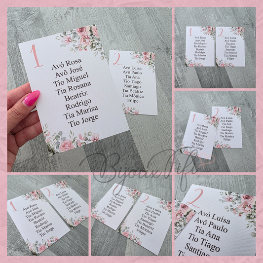 Cartões Seating Plan "Old Rose"